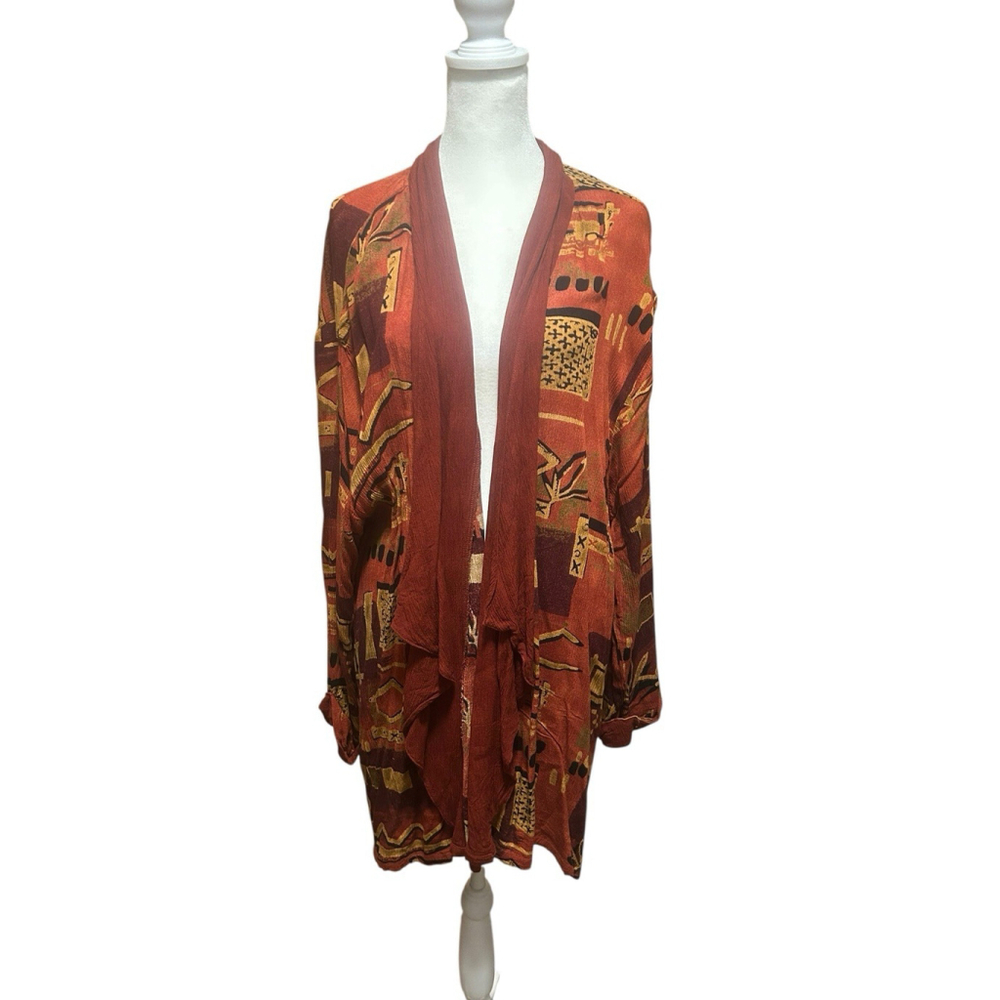 Southwest Indian Foundation‎ Size XL Lagenlook Red Cardigan
